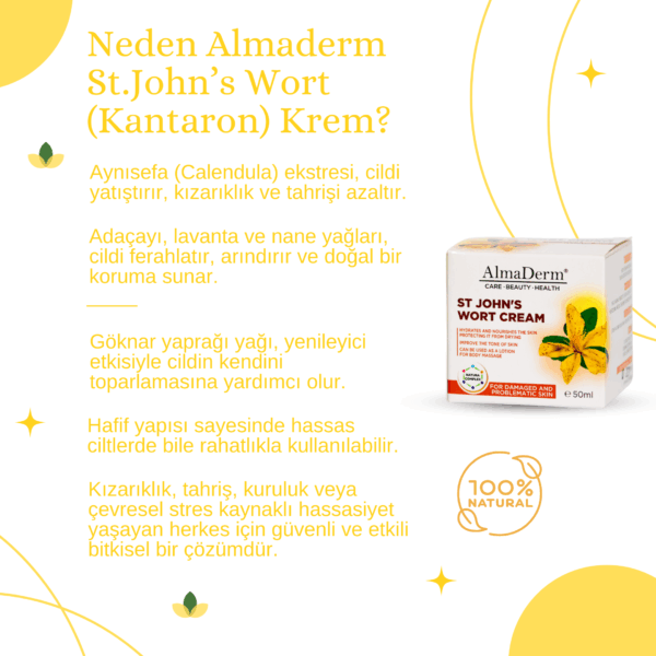 Sarı Kantaron Çiçeği Özlü Doğal Krem - St. Jons Wort's Cream - Görsel 2