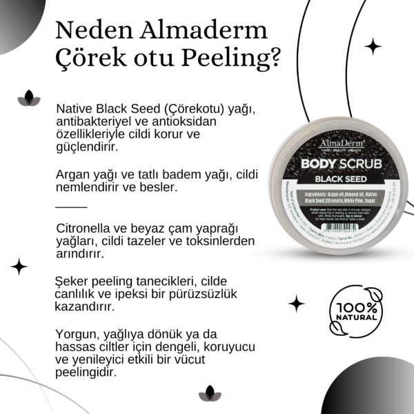 Doğal Yağlar İçeren Çörek Otu Özlü Vücut Peelingi - Black Seed Body Scrub - Görsel 2