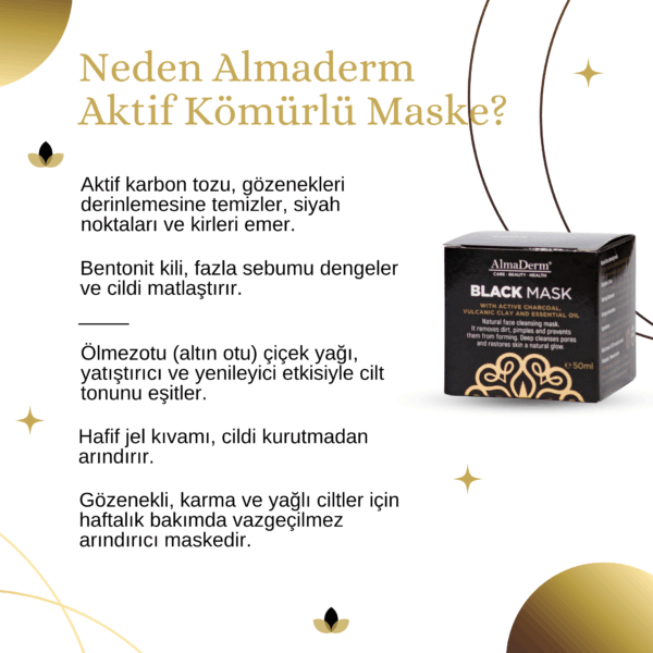 Volkanik Kil ve Aktif Kömür İçeren Siyah Maske - Facial Black Mask with Chorchoal - Görsel 2