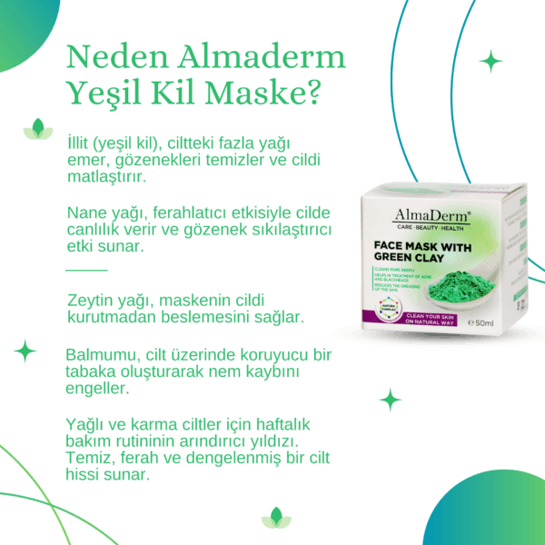 Doğal Yeşil Kil Maskesi - Green Clay Face Mask - Görsel 2